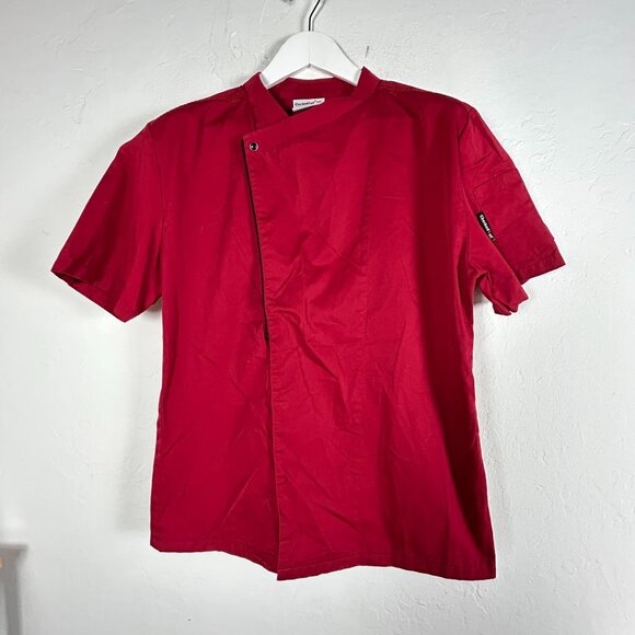 Checked Out Tops - Checked Out Red Chef Coat Short Sleeve 3XL Lightweight Uniform Kitchen Wear